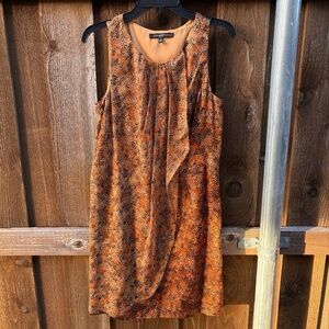 Cynthia Steffe Size 12 Silk Blend Brown Animal Print Sleeveless Shimmer Dress